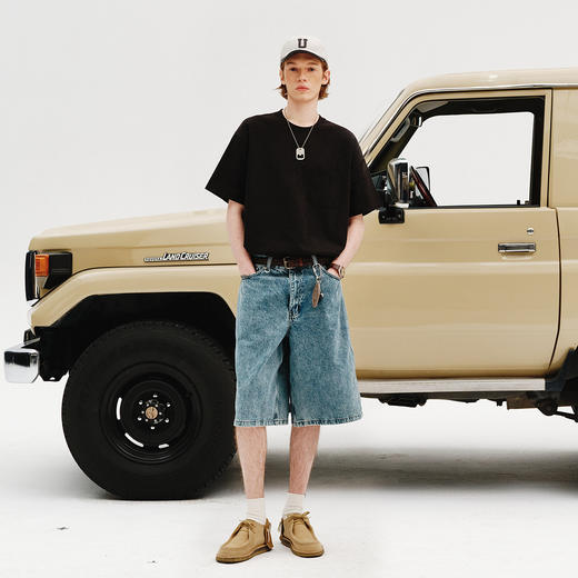 714street夏季新款十周年纪念重磅300g美式复古口袋情侣短袖T恤男 商品图2