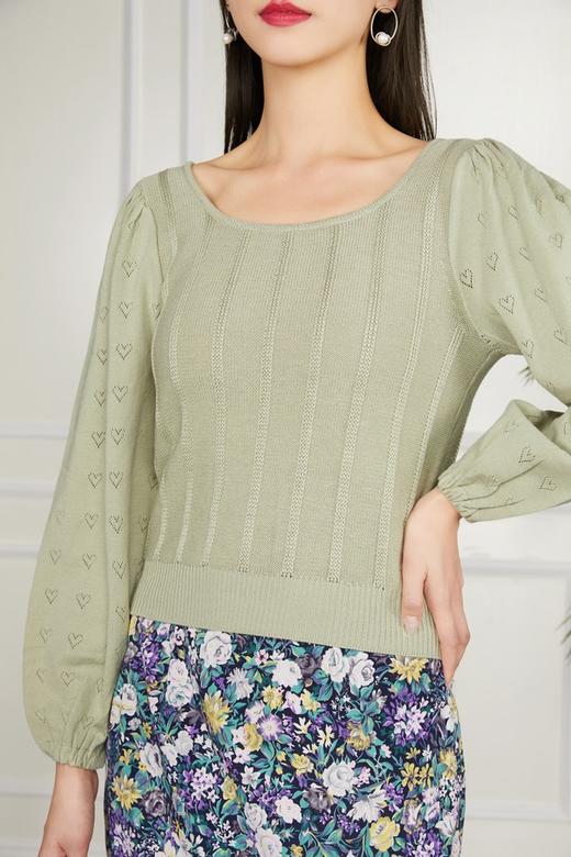 amadella 豆绿泡泡袖针织上衣 11525 商品图3