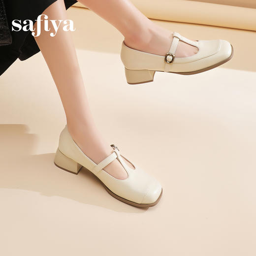 预售10天发|Safiya/索菲娅2025法式温柔风浅口方头百搭玛丽珍单鞋 SFD1111404 商品图4