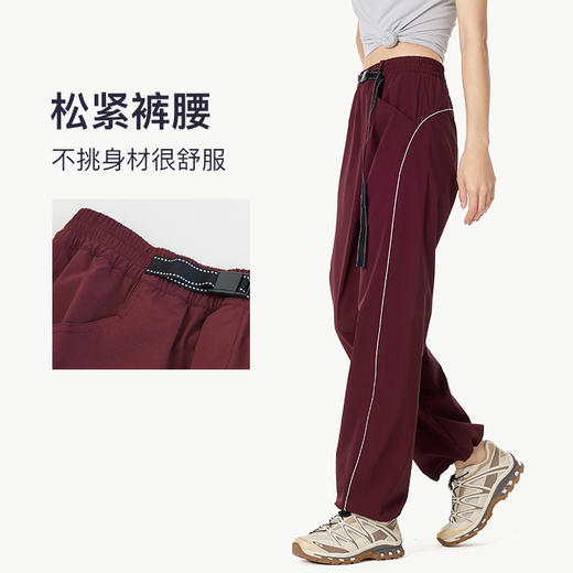 Leorrey/乐拉休闲复古简约宽松高腰防水防晒工装跑步运动裤 商品图1