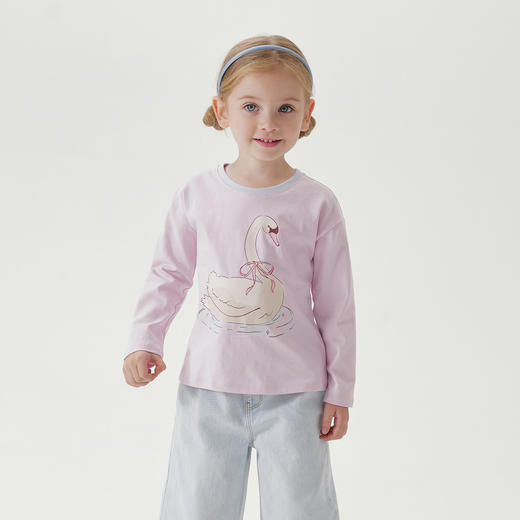 马克珍妮女童萌趣动物长袖T恤 宝宝纯棉上衣2025年春装新款250232 商品图1