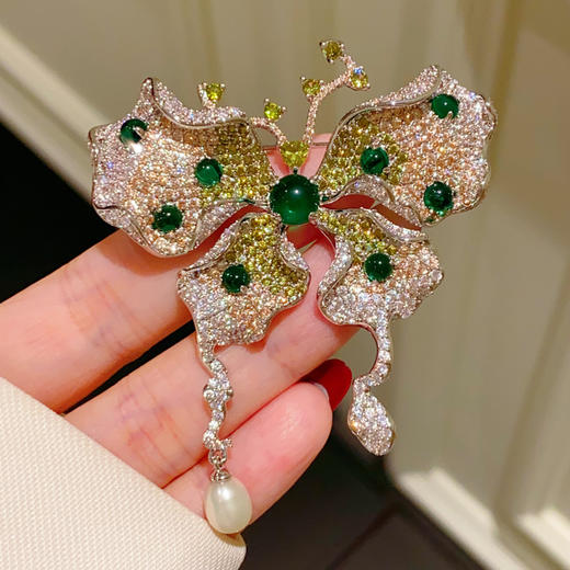 法式重工宫廷立体蝴蝶胸针胸花复古锆石满钻别针 商品图2