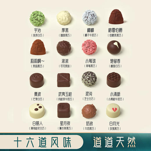 DH CHORO巧罗无蔗糖纯手工花式夹心巧克力16种口味组合送手提袋    154g 商品图4