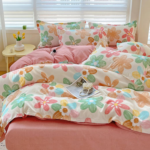 春夏季【A类小清新四件套】水洗棉床单被套枕套 学生宿舍三件套罩ins 开学季 商品图12