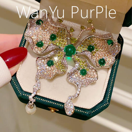 法式重工宫廷立体蝴蝶胸针胸花复古锆石满钻别针 商品图0