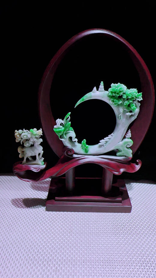 620849翡翠摆件【一路发财 鹿鸣蝉音】 商品图4