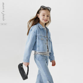 马克珍妮女童复古短款牛仔外套儿童夹克上衣2025年春装新款250127