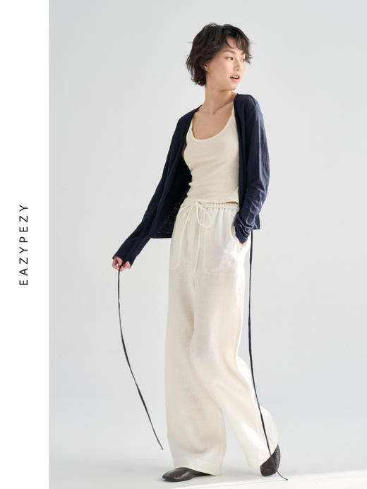 2025SS 亚麻抽绳阔腿裤 商品图3
