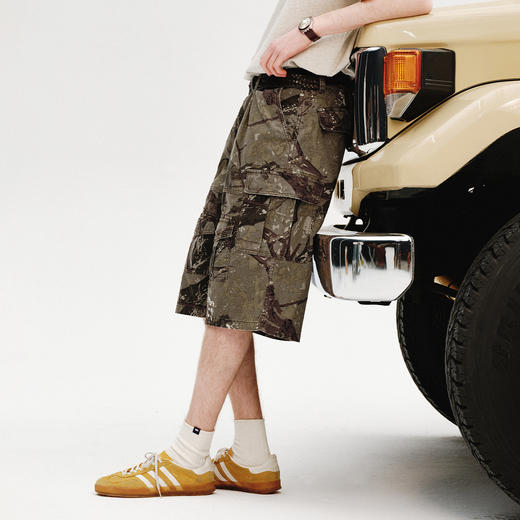 714street美式复古水洗迷彩工装短裤男2025夏季新款宽松直筒裤子 商品图0