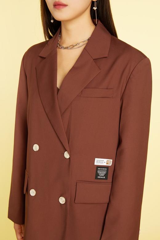 WHO KNOWS 帅气学院风棕色西装外套 11492 商品图3
