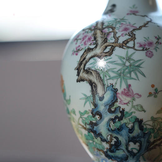 问鼎汝瓷鼎峰系列天青庚子精工有枝瓶（春意盎然）（缺货） 商品图3