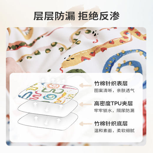 cutelife【竹棉隔尿垫】蛇年新年婴儿宝宝防水透气隔尿床垫四季可用 商品图2