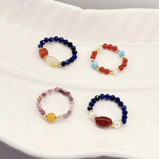 敦煌【青金石玛瑙戒指】爆款新中式饰品 彩色石串珠戒指民族风复古指环手饰女 商品图9