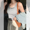 <曾小咸推荐>修身显瘦3色领口系扣短款背心 商品缩略图0