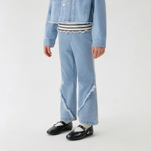 马克珍妮女童柔软弹力牛仔喇叭裤 儿童裤子2025年春装新款250289 商品图2