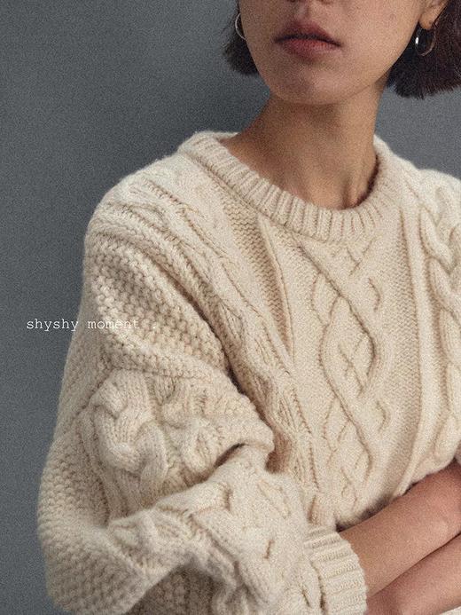 shyshystill/shy202411015/三色重磅美丽奴羊毛粗棒麻花圆领毛衣 商品图4