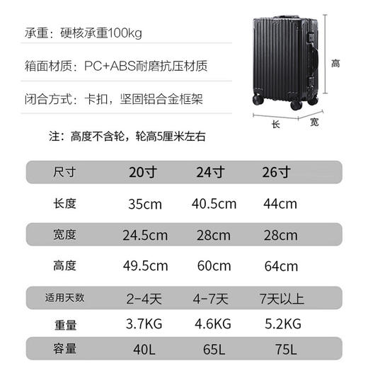 美国Rockland新款铝框硬箱行李箱男女学生登机箱旅行箱子结实耐用拉杆箱-遇见CRX101C 商品图4