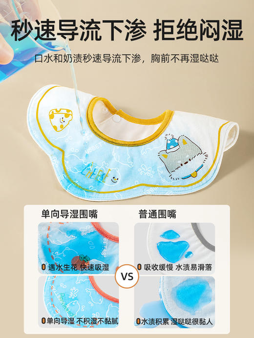 贝肽斯婴儿口水巾男宝宝防吐奶围嘴纯棉防水口水兜新生儿饭兜围兜 商品图2