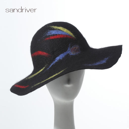羊绒手工毛毡礼帽 大檐遮阳帽SJF95W643W 商品图5