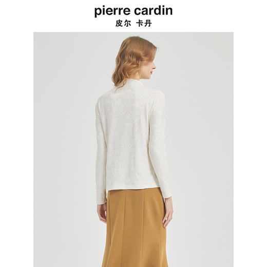 皮尔卡丹女装春季肌理长袖修身百搭知性针织衫C51KP006M1 商品图2