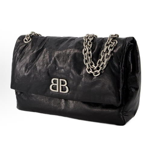 Balenciaga巴黎世家 磁扣翻盖开合 压痕小牛皮 单肩斜挎包 女款 黑色（CB） 商品图2