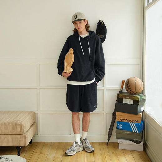 714street基础款华夫格休闲短裤男士2025夏季新款宽松灰色运动裤 商品图1