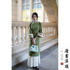 【春色】新中式国风旗袍改良秋冬保暖加厚连衣裙年轻款毛边芥末绿色叠袖设计感 商品缩略图1
