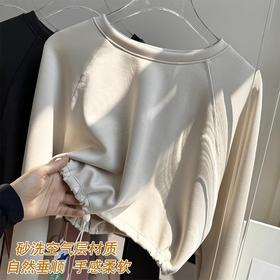 跃牌【倚窗听雨】系列 Athena 砂洗空气层莫代尔裸感宽松显瘦健身运动长袖CX72