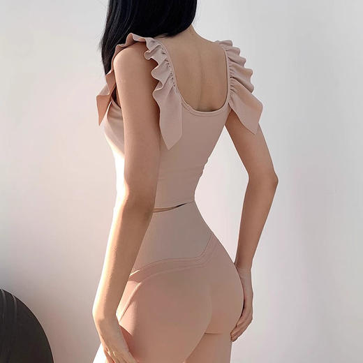 跃牌【禅语梵心】运动美背固定杯花边袖聚拢收腹显瘦瑜伽服健身服内衣WX5134 商品图2