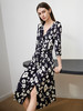 【V领系带真丝连衣裙】春夏女士新品100%桑蚕丝印花中长款连衣裙系带收腰裙子 商品缩略图0