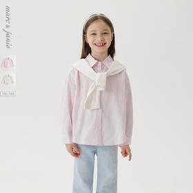 马克珍妮女童时尚纯棉条纹衬衫2025年春装新款250178