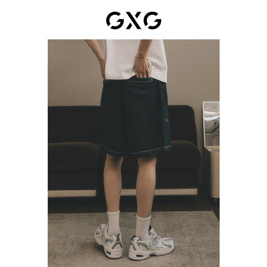 GXG男装 牛仔短裤不易褪色松紧腰头明线撞色宽松直筒   夏季热卖 商品图3
