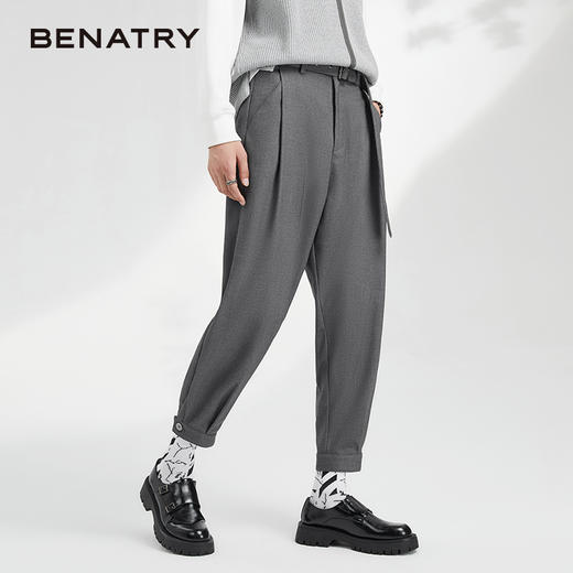 贝纳川半松紧腰装饰抽带男士休闲长裤ECK332011 商品图3