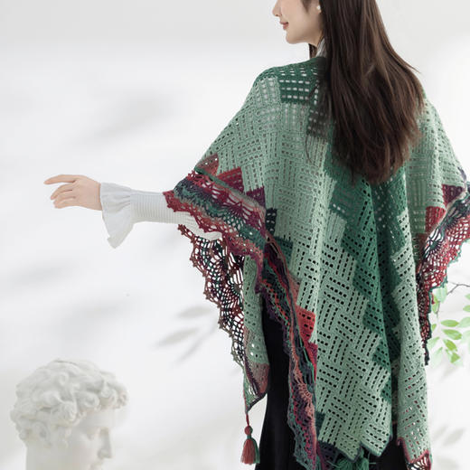 苏苏姐家窗格披肩手工DIY羊毛线编织钩针毛线团自制材料包 商品图3