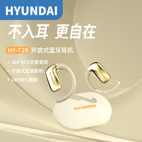 【开放式近耳聆听】HYUNDAI 开放式蓝牙耳机 360°ACS全景音效 层次分明 IPX5防水防尘 AI降噪技术 18h持久续航  Y-T29