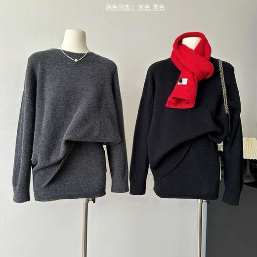 【岚束LANSHU 圆领针织套装】格蕾系女孩慵懒风感 懒人救星一套搞定 立体剪裁宽松版型 显高又显瘦 商品图3