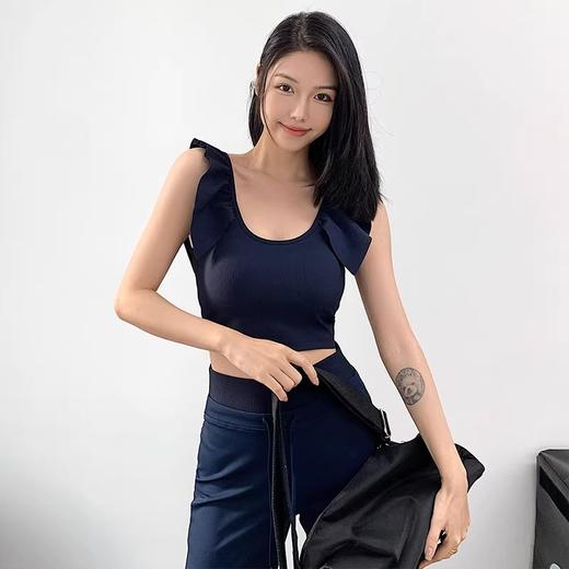 跃牌【禅语梵心】运动美背固定杯花边袖聚拢收腹显瘦瑜伽服健身服内衣WX5134 商品图3