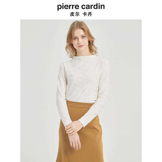 皮尔卡丹女装春季肌理长袖修身百搭知性针织衫C51KP006M1 商品图4