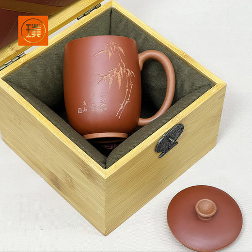 璞实茶器璞实繁花宜兴原矿大师手工粉浆彩绘紫砂杯礼品定制泡茶礼盒装 商品图5