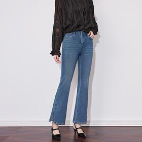 【高货wl】全新升级【铂金会员220/天猫289/差价69】(01126) 洛诗琳超软水洗时尚玫瑰绣花微喇牛仔裤休闲高腰女长裤