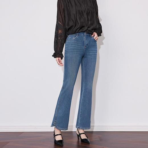 【高货wl】全新升级【铂金会员220/天猫289/差价69】(01126) 洛诗琳超软水洗时尚玫瑰绣花微喇牛仔裤休闲高腰女长裤 商品图0