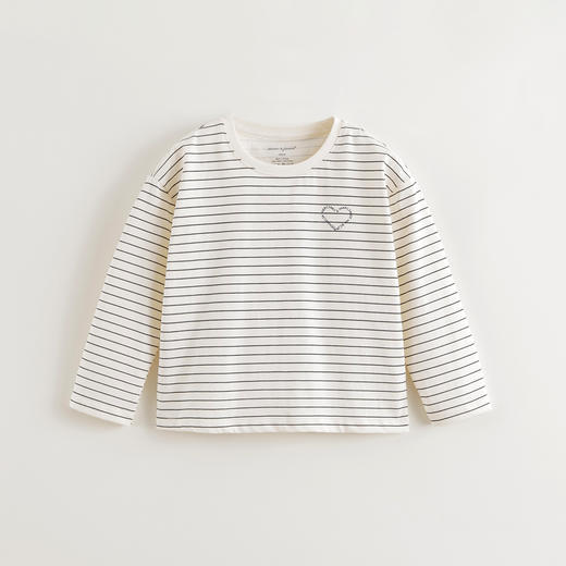 马克珍妮女童清新活力条纹T恤 儿童纯棉上衣2025年春装新款250162 商品图2