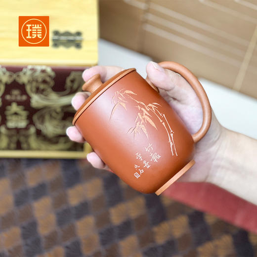 璞实茶器璞实繁花宜兴原矿大师手工粉浆彩绘紫砂杯礼品定制泡茶礼盒装 商品图2