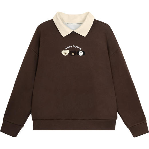 雀说翻领女士卫衣新款时尚洋气女装上衣假两件外套AL2410047 商品图4