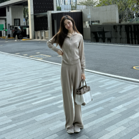 ROMI STUDIO“随性自在”12针单边羊绒羊毛混纺休闲裤 RW25SXG0082