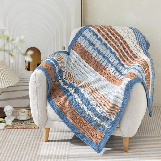 苏苏姐家本雾条纹毯手工DIY编织钩针毛线团自制材料包 商品图1