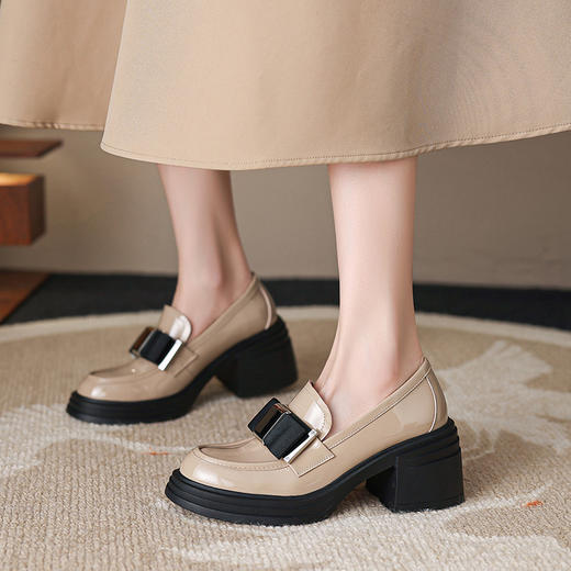 【预售5天】英伦风厚底粗跟单鞋新款百搭黑色春季高颜值小皮鞋HCYYHD&5783 商品图2