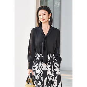 剩S 醋酸缎面垂感衬衫 米思阳2026春季新款轻奢高级感系带上衣女5992