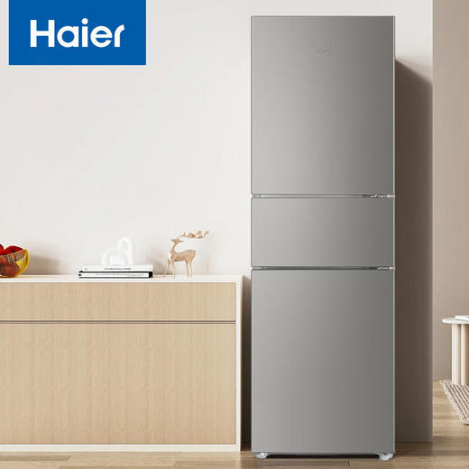 海尔 217升 风冷无霜 三门小户型 家用电冰箱 DEO净味 三门三温区 软冷冻BCD-217WGHC3E9H9 商品图0