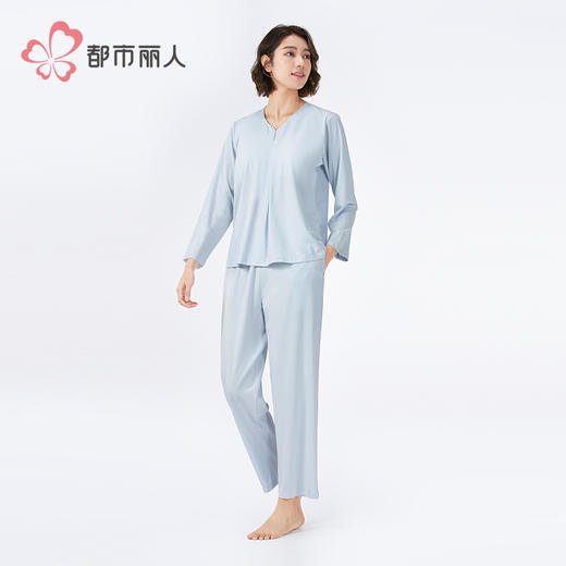 都市丽人女士莫代尔长袖套装薄棉莫拉架好睡好眠长袖类LHH2C5 商品图2